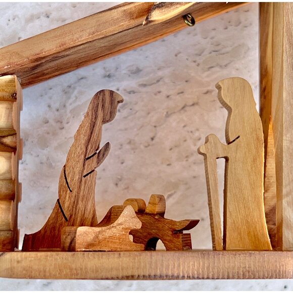Handcrafted Olive Wood Nativity Scene Baby Jesus Mary Joseph Sheep NOB Gift - Picture 5 of 11